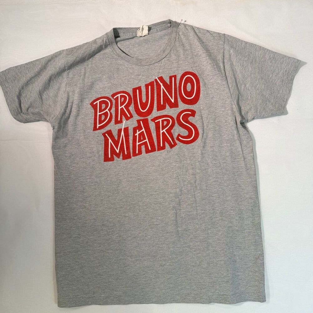 Unisex BRUNO MARS T-Shirt Men's Gray Large Cotton Blend Graphic Tee